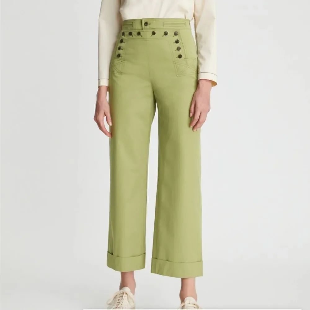 Tory Burch nwt SAILOR PANT in light olive green.